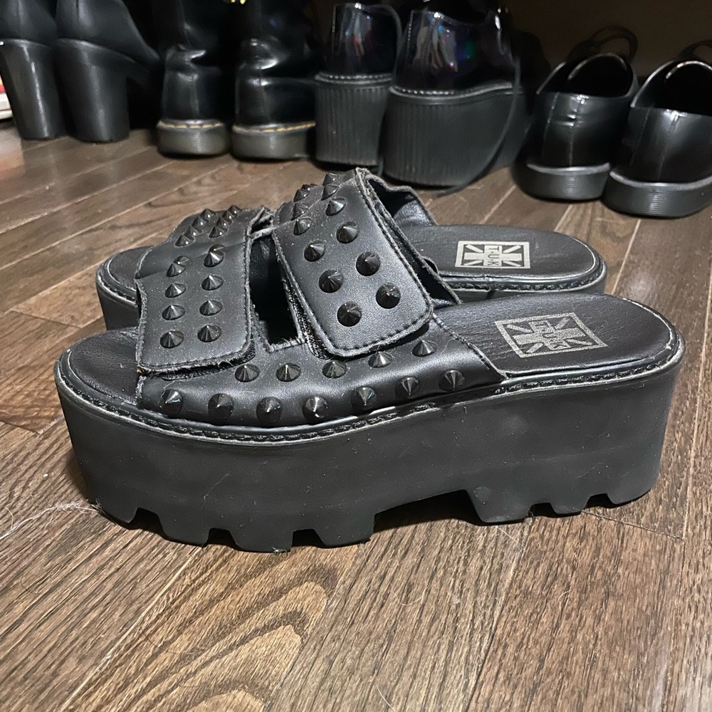 TUK Velcro strap studded platform sandals